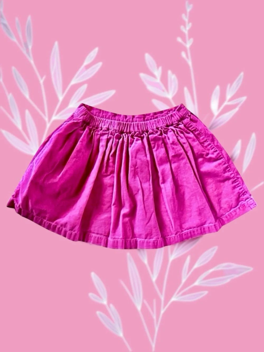 Mini Boden Girls Skirt 🦊 Medium Pink Corduroy Fox Pockets Size 4–5Y Like New